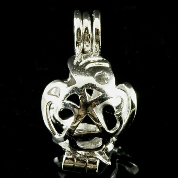 【ペンダント】選べる12星座守護石 フローティングハートかご: ロジウムメッキ(10mm丸玉) 【パワーストーン 天然石 アクセサリー レディース】