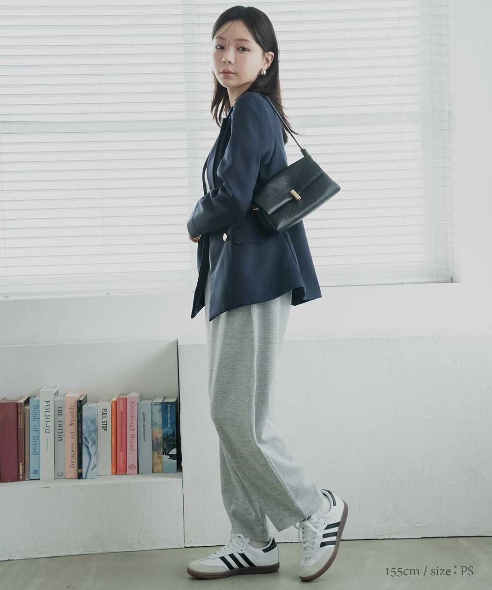 小さいサイズ　カーブスウェットパンツ　低身長さん・小柄女性 レディース パンツ ジャージ スウェット カーブ ボトムス ワイド シルエット きれいめ カジュアル オフィス xs s バレルレッグ 動きやすい 春 夏 秋 冬 プッチージョ petitjo competito-10000818 低身長さん向け専門店Petitjo サンプル画像3
