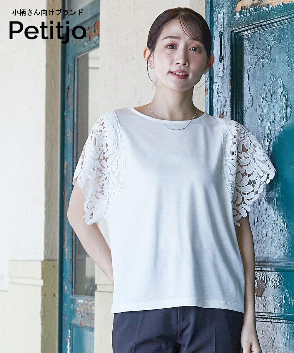 小さいサイズ 袖レースカットソートップス 低身長さん・小柄女性