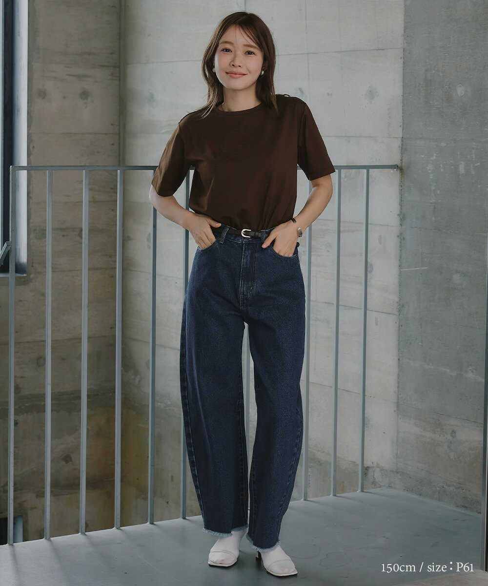 小さいサイズ カーブデニムパンツ（セットアップ対応・上下別売り） 低身長さん・小柄女性 デニム パンツ カーブ ワイド シルエット お出かけ カジュアル 秋 冬 xs s プッチージョ petitjo competito-10000772 低身長さん向け専門店Petitjo サンプル画像2