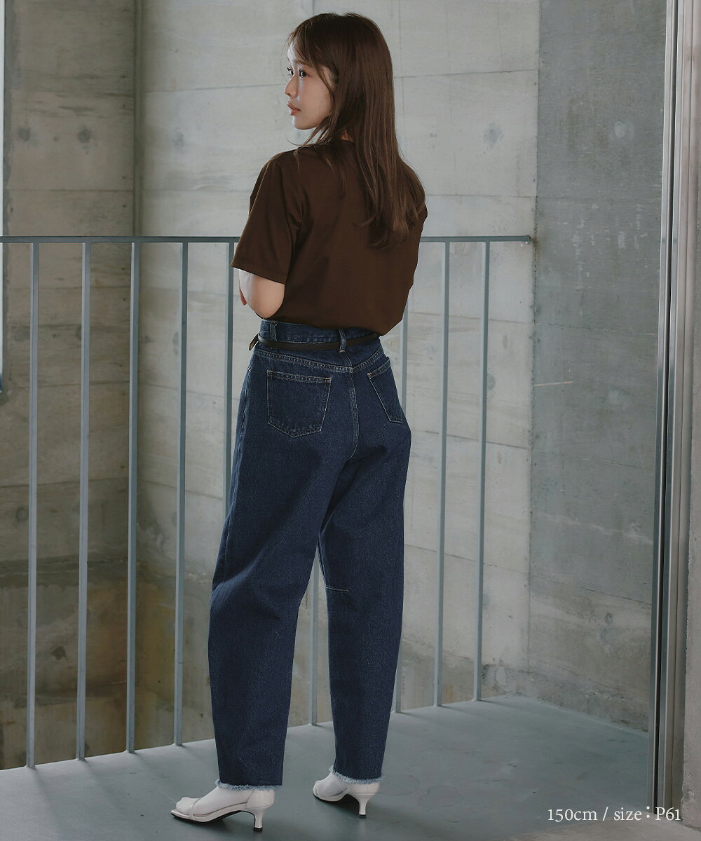 小さいサイズ カーブデニムパンツ（セットアップ対応・上下別売り） 低身長さん・小柄女性 デニム パンツ カーブ ワイド シルエット お出かけ カジュアル 秋 冬 xs s プッチージョ petitjo competito-10000772 低身長さん向け専門店Petitjo サンプル画像3