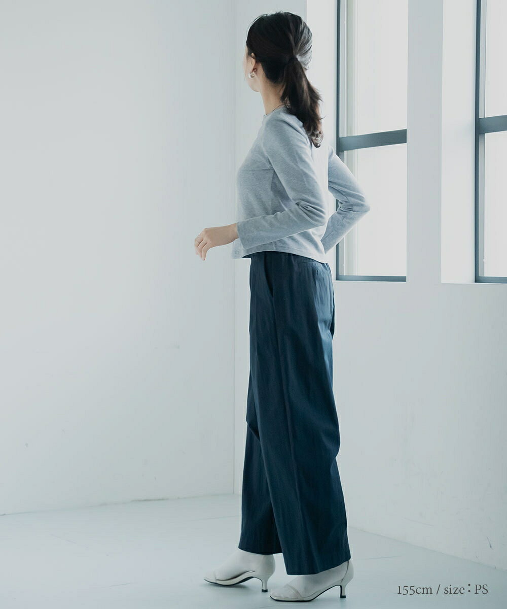 小さいサイズ　ダブルタックワイドパンツ　低身長さん・小柄女性 レディース パンツ ボトムス ワイドシルエット 春 夏 秋 カジュアル きれいめ xs ss プッチージョ Petitjo competito-10000730 低身長さん向け専門店Petitjo サンプル画像3