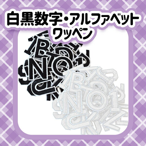 【白黒】数字 アルファベット ワッペン アイロン 熱接着 刺繡 小さい 小さめ ミニワッペン ワンポイント 保育園 帽子 アップリケ 韓国 入園 入学 入園準備 入学準備 かわいい おしゃれ ネコポス