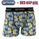 OUTDOOR×RED CAP GIRL メンズ ボクサーパンツ チェック 250ブルー 下着 前閉じ SPECIAL COLLABORATION BOXER ...