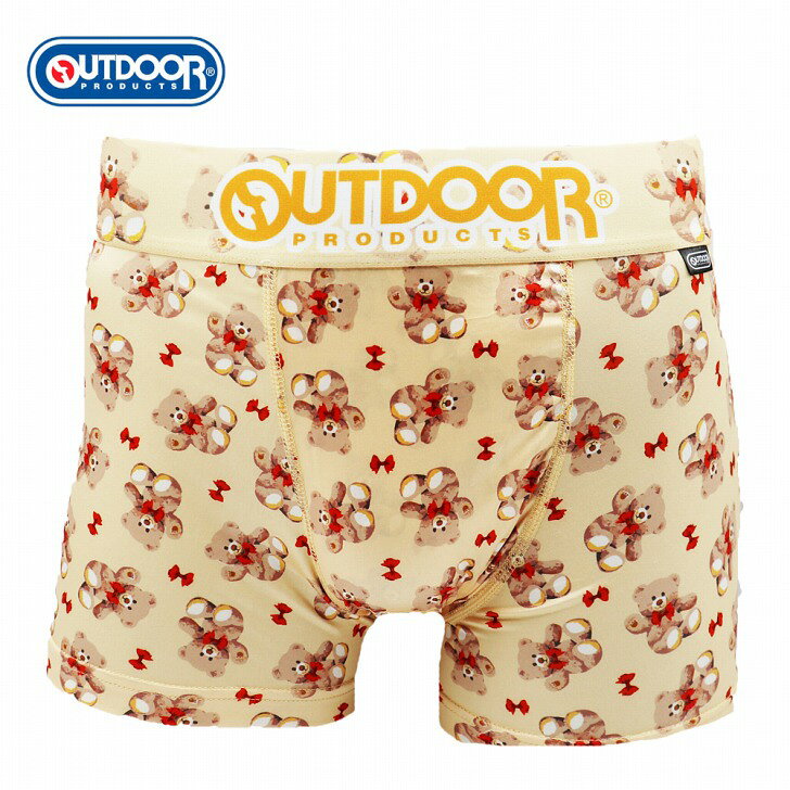 メンズ　ボクサーパンツ　リボンクマ　ベージュ　下着　前閉じ OUTDOOR