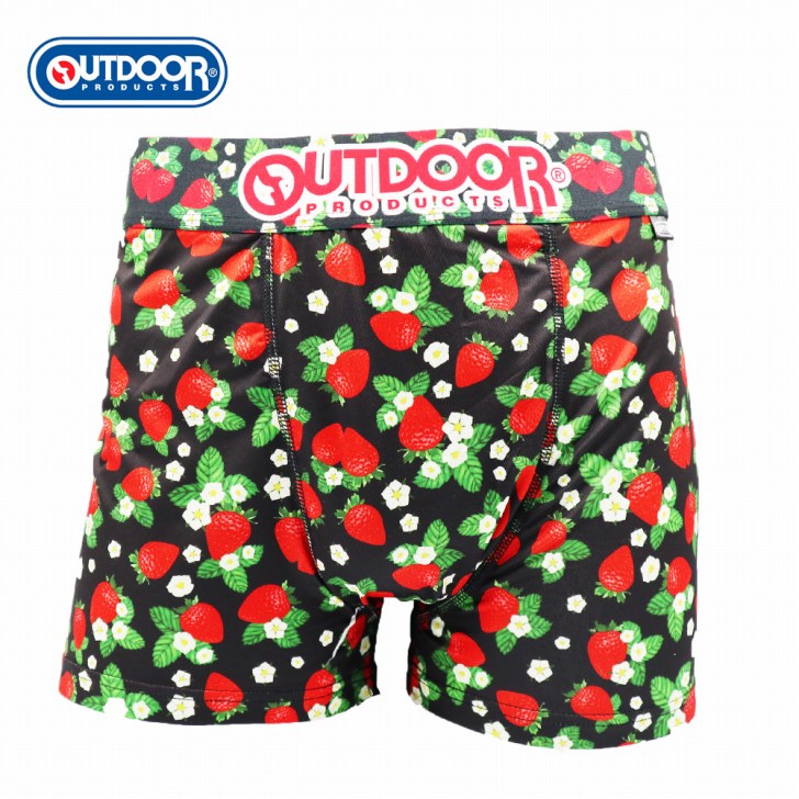 メンズ ボクサーパンツ いちご ブラック 下着 前閉じ OUTDOOR