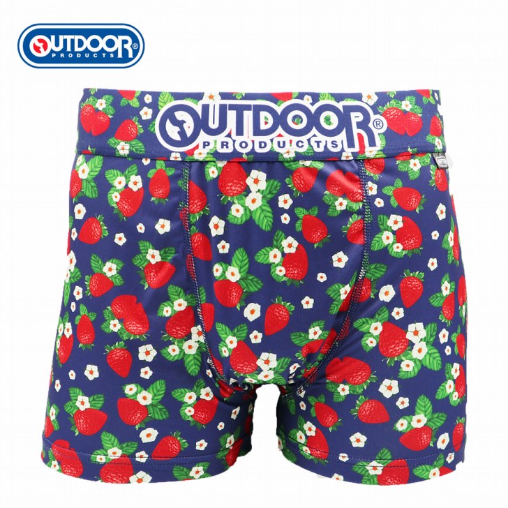 メンズ ボクサーパンツ いちご ネイビー 下着 前閉じ OUTDOOR