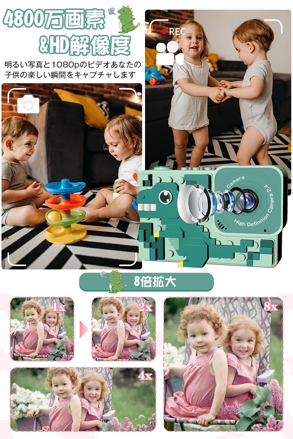 ���å������ �Ҷ��ѥ���� ��2024���о�� �ȥ������ 4800������ 1080P HD ư�襫��� �ǥ����륫��� 2.4�����IPS����� 8�ܥ����� �����ޡ����� �����굡ǽ 32GB�������� �ΰ��� ������� �Ҷ����� �������ץ쥼���