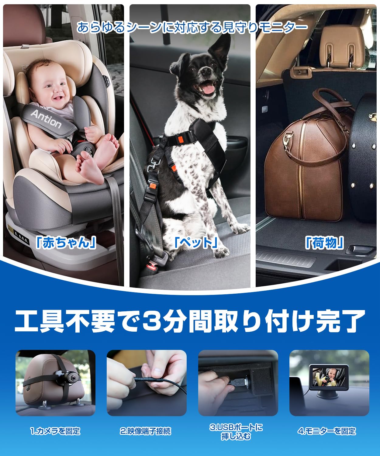 2025�׿��� ���ѥ٥ӡ���˥��� 4.3����� ������˥��� AHD1080P��� Ͽ�赡ǽ�б� ��ư�ʥ��ȥӥ���� �Ż���ǽ���� ����ƻ륫��� 150�빭�� USB���� �����֥�������� ���ܸ������� �л��ˤ����ե� ������å�