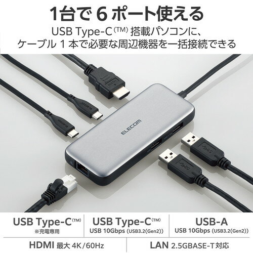 ���쥳�� ELECOM ���쥳�� USB Type-C�ǡ����ݡ���/4K/60Hz+2.5Gbps�б��ɥå��󥰥��ơ���(DST-C27SV) �᡼�����߸���