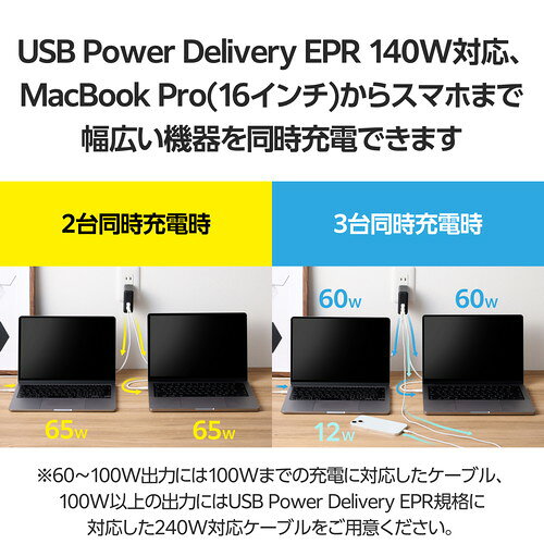 ���쥳�� ELECOM USB Type-C ���Ŵ� PD EPR 140W USB-C ��2 USB-A ��1 �֥�å�(ACDC-PD96140BK) �ܰº߸�=��