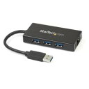 StarTech.com USBハブ/USB 3.0/USB-A - 3x USB-A/LAN/バスパワー/ブラック(ST3300GU3B) 目安在庫=△