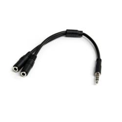 StarTech.com オーディオケーブル/2x 3極 - 4極変換/13cm/メス・オス/ブラック(MUYHSMFF) 目安在庫=○