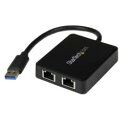 StarTech.com LANアダプター/USB 3.0/2x RJ45/10/100/1000 Mbps/ブラック(USB32000SPT) 目安在庫=△