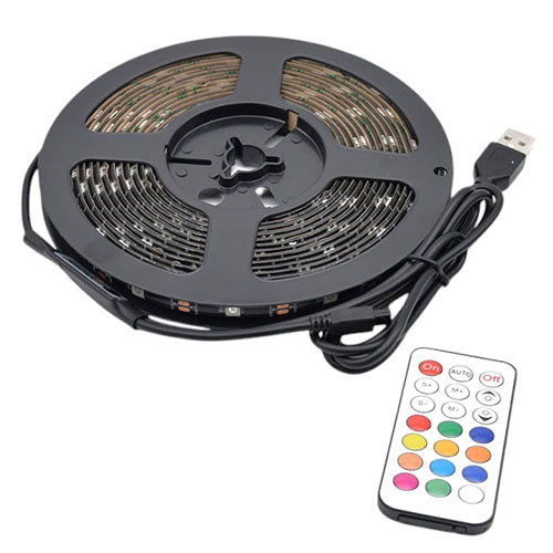 日本トラストテクノロジー USBテープLED 5m流れるRGBリモコン付き(TPLED5M-RGBB-R) 取り寄せ商品