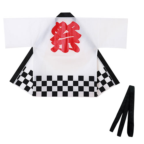 ARTEC カラー不織布ハッピ(法被) 祭 L 市松柄(ホワイト)(ATC18687) 取り寄せ商品