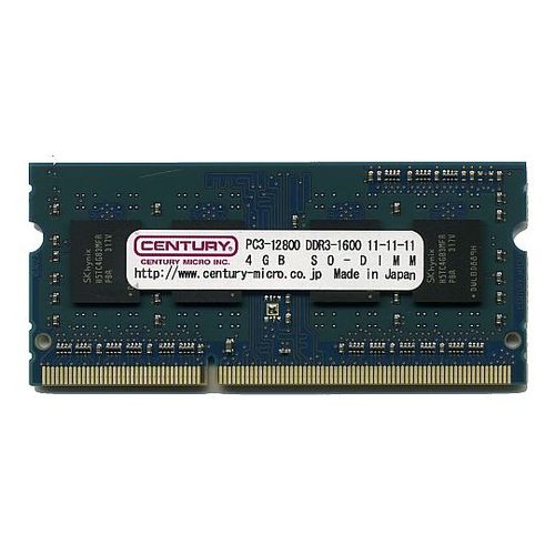 センチュリーマイクロ Mac用 PC3-12800／DDR3-1600 4GB SODIMM CD4G-SOD3U1600M(67-7510-43) 取り寄せ商品