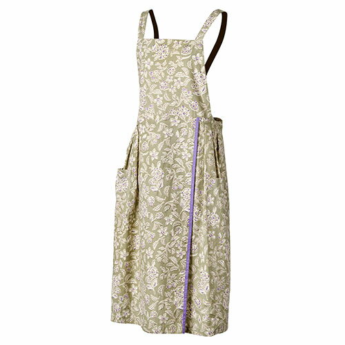 レップ エプロン フローラル 大人フェミニン すっきりとしたAライン 草花のモチーフ 機能性・デザイン性 ベージュ (BE)(REP-573716) 取り寄せ商品