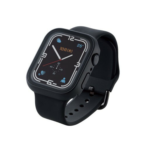 エレコム Apple Watch45mm用フルカバーケース プレミアムガラス 高透明 ブラック AW-21AFCGBK メーカー在庫品