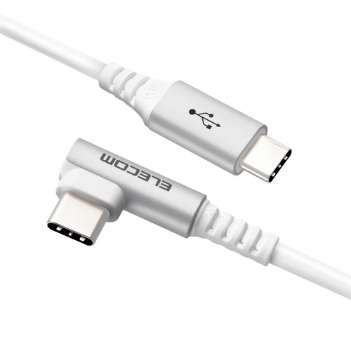 ELECOM ELECOM USB Type C 케이블 2m L자 PD 60W 알루미늄 커넥터 화이트(MPA-CCL20NWH) 메이커 재고품