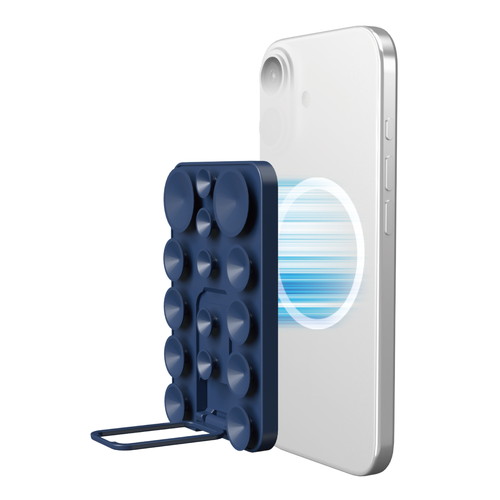 エレコム ELECOM スマホホルダー 吸盤 MagSafe対応 iPhone用 スタンド機能 縦横対応 ネイビ(P-TKPTMAGS01NV) メーカー在庫品