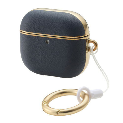 エレコム ELECOM AirPods 4 ケース 用 ソフトレザー 衝撃吸収 メッキ加工 ブルー(AVA-AP06PLMBU) メーカー在庫品