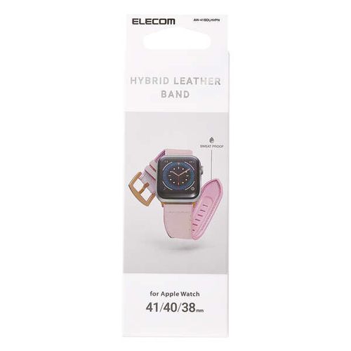 エレコム ELECOM Apple Watch用ハイブリッドレザーバンド (41/40/38mm) ピンク(AW-41BDLHVPN) メーカー在庫品