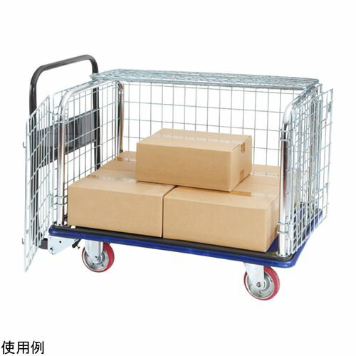 エヌケーキャリーキャスター 五面金網囲い台車 観音扉 ブレーキフットタイプ (1個)(4-5176-01) 取り寄..