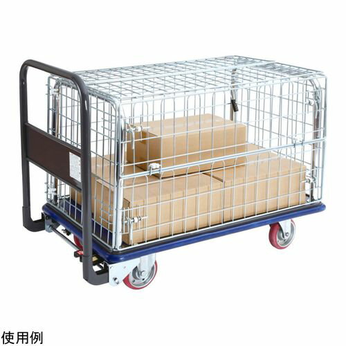 エヌケーキャリーキャスター 五面金網囲い台車 1/2開閉扉 ブレーキなし (1個)(4-5176-04) 取り寄せ商品