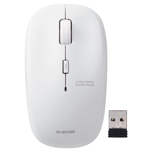 エレコム ELECOM 進む戻るボタン付き ワイヤレスマウス 無線 抗菌 ブルーLED 5ボタン Mサイズ ホワイト(M-BL21DBKWH) メーカー在庫品