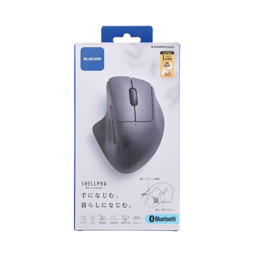 【P5E】エレコム デザイン性抜群 おしゃれ かわいい Bluetoothマウス 静音 ワイヤレス 7ボタン チルトホイール付 Mサイズ ブラック(M-SH30BBSKBK) メーカー在庫品