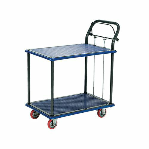 エヌケーキャリーキャスター ハンドブレーキ付き二段式ワゴン台車 740×480×896mm NS104HB (1台) 取り寄..