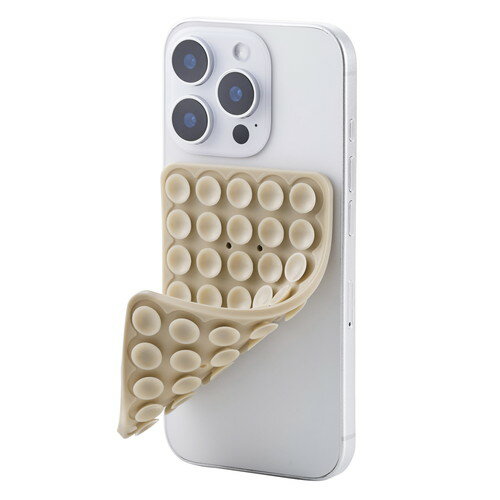 エレコム ELECOM スマホホルダー 両面吸盤 全機種対応 強力固定 壁鏡ガラス貼付 ベージュ(P-TKPTSUC01BG) メーカー在庫品(2)