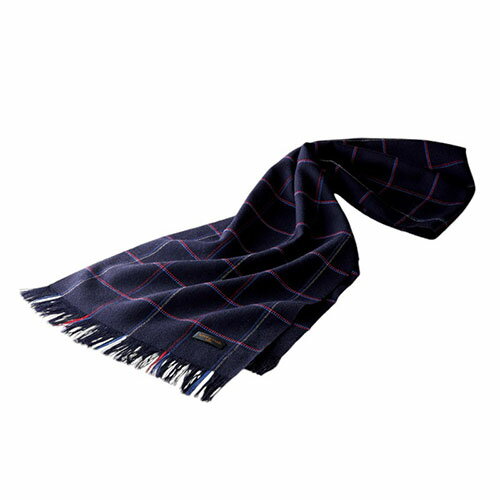 武州織技 武州織技 ブルーチェックウールマフラー 30×165cm 柔らかいウール素材をし(K60618846) 取り寄..