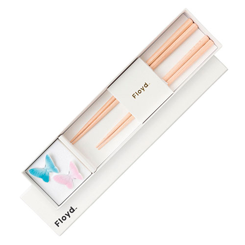 ユーエイキャスター バタフライ二膳セット 箸置き(3.7×3cm)×2、箸(23cm・21cm)×各1(C6106605) 取り寄せ商品