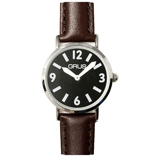 GRUS グルス 腕時計 ロービジョンウォッチ 見やすい文字盤 Dバックル 黒ダイヤル×白インデックス(GRS007-03) 取り寄せ商品