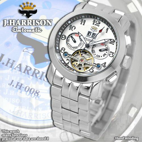 J.HARRISON 多機能付ビッグテンプ自動巻&手巻き(JH-008WW) 取り寄せ商品