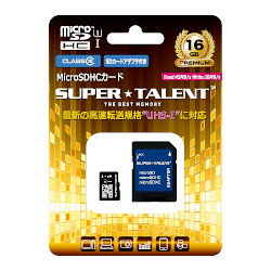 SuperTalent UHS-I Class10 対応 microSDHCカード 16GB ST16MSU1P 目安在庫 △