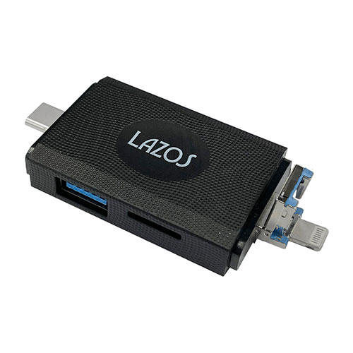 Lazos 【6個セット】 マルチカードリーダー Lightning / Type-C / USBプラグ L-MCR-LX6 取り寄せ商品