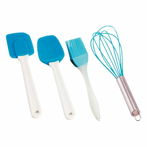 E&Hシリコン 【5セット】 ツールセット ブルー スパチュラ・スプーンスパチュラ・ハケ・泡立て(B104955..
