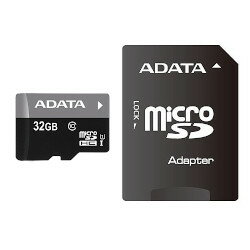 ADATA　Technology Premier microSDHCカード32GB UHS-I CLASS10 SD変換アダプター付属(AUSDH32GUICL10-RA1) 目安在庫=○