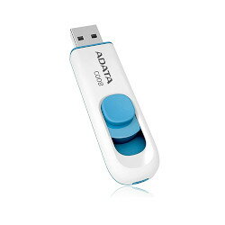 ADATA　Technology DashDrive C008 スライド式 USBフラッシュドライブ 16GB White/Blue(AC008-16G-RWE) 取り寄せ商品