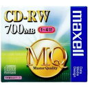 Maxell CD-RW 1-4倍速対応 容量700MB 1枚パック 1枚ずつプラケース入り(CDRW80MQ.S1P) 目安在庫 △