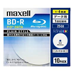 Maxell 4倍速対応データ用BD-R 25GB PLシリーズ10枚1枚ずつ5mmプラケースプリント(BR25PPLWPB.10S) 目安在庫=△