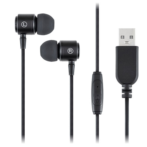 ナカバヤシ NAKABAYASHI USBイヤホンマイク 軽量タイプ 長時間の装着でも疲れにくい軽量モデル(UHP-08BK) 目安在庫=○