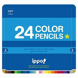 トンボ鉛筆 スライド缶入り色鉛筆24色プレーンブルー(CL-RPM0424C) 取り寄せ商品