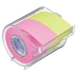 ヤマト メモック ロールテープ(強粘着) 蛍光紙 カッター付 25mm幅 ローズ&レモン 1個(PRK-25CH-RL) 目..