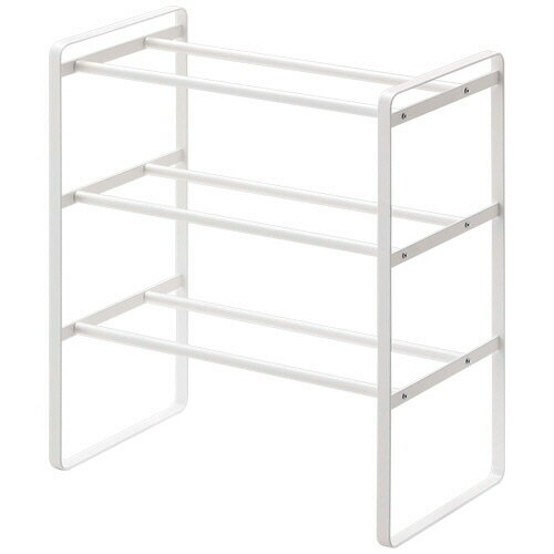 山崎実業 伸縮シューズラック フレーム3段 ホワイト 1台(7555) 目安在庫=○