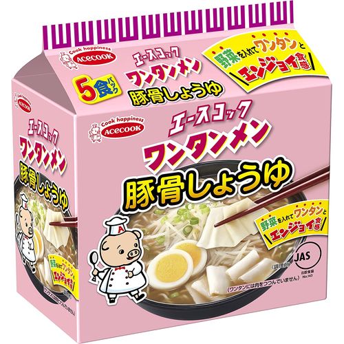 エースコック ワンタンメン豚骨しょうゆ5食（18個）(4901071140335) 取り寄せ商品