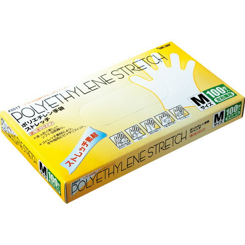 川西工業 ポリエチレン手袋 ストレッチ M 1箱(100枚)(2017M) 目安在庫=○